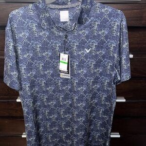 Callaway Navy Patterned Polo Shirt